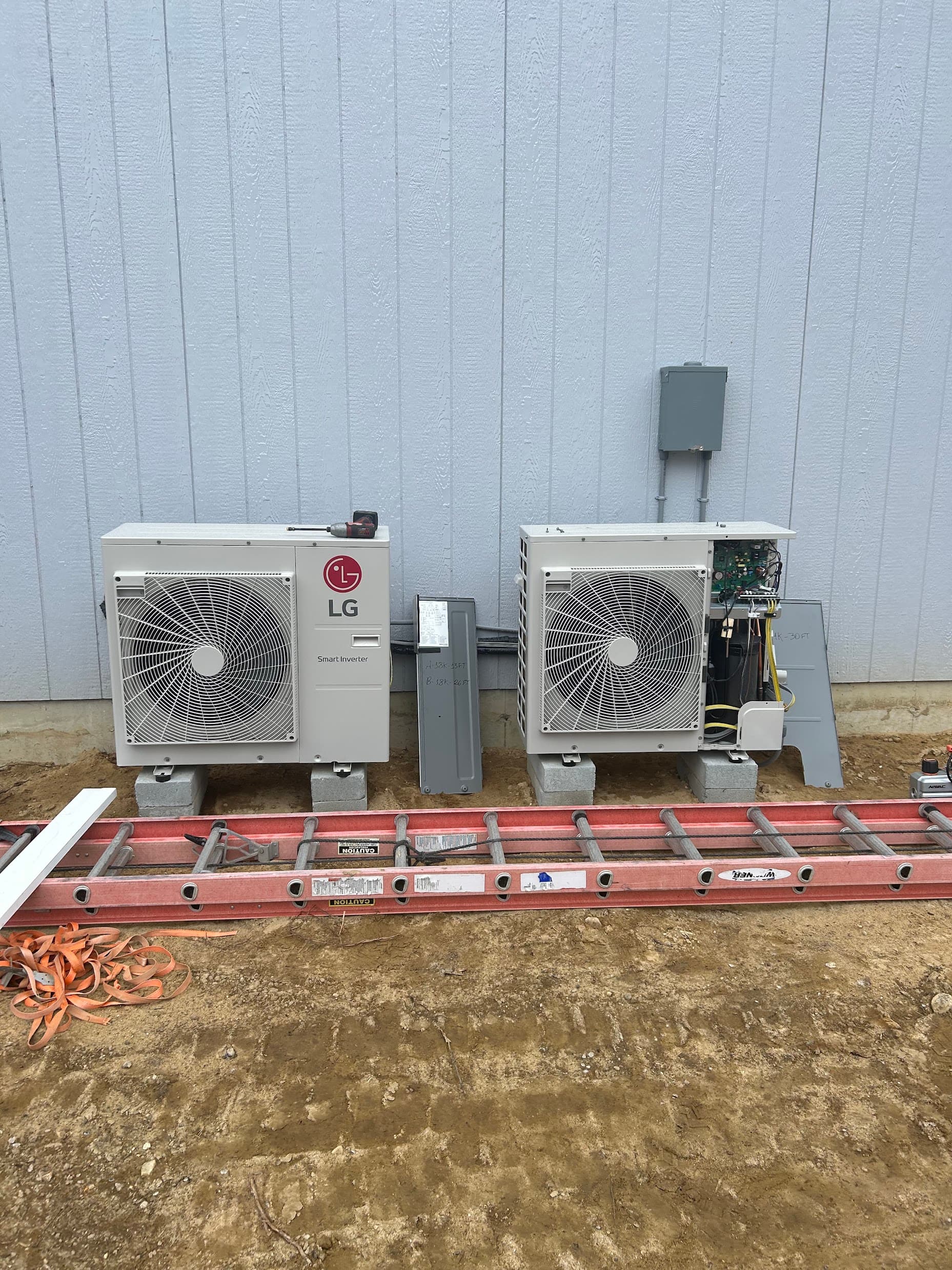 Two LG ductless mini-split condensers installed during new construction